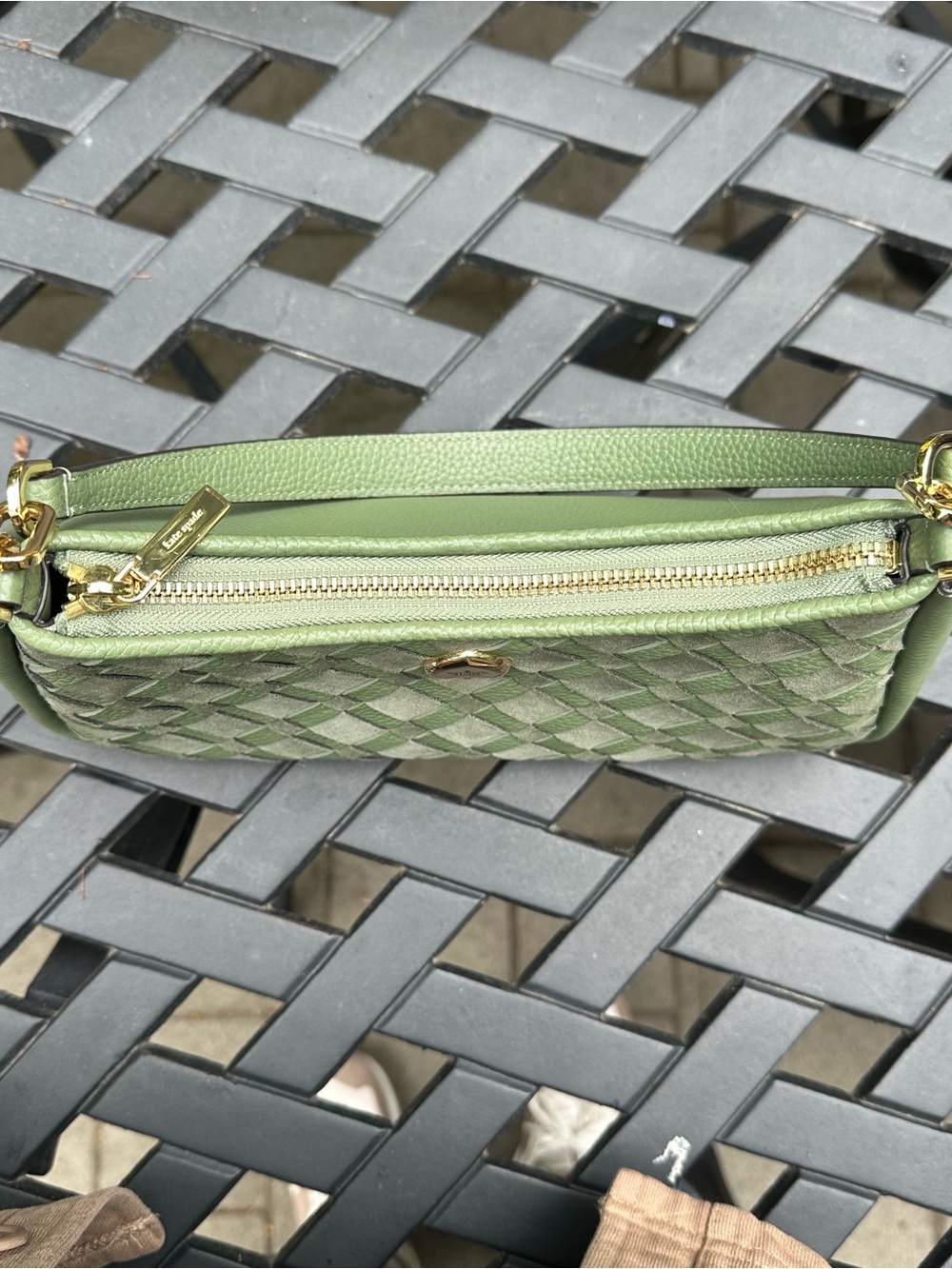 Kate Spade Green Kayla Small Convertible Woven Shoulder Bag - Picture 6 of 14